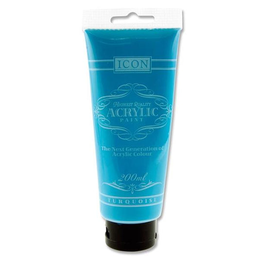 Icon Acrylic Paint 200ml Turquoise Blue