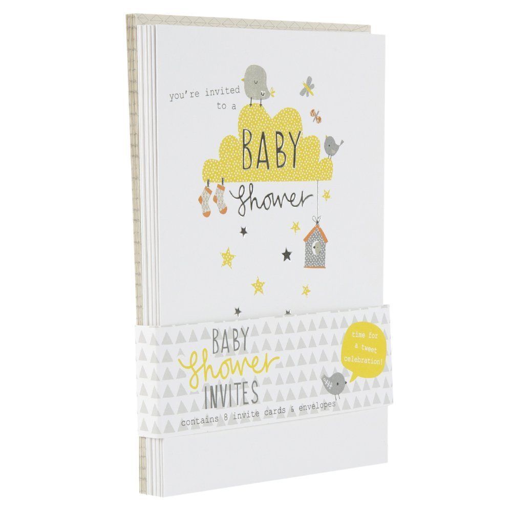 Pack of 8 Baby Invitations 'Tweet Baby Shower'  Cards