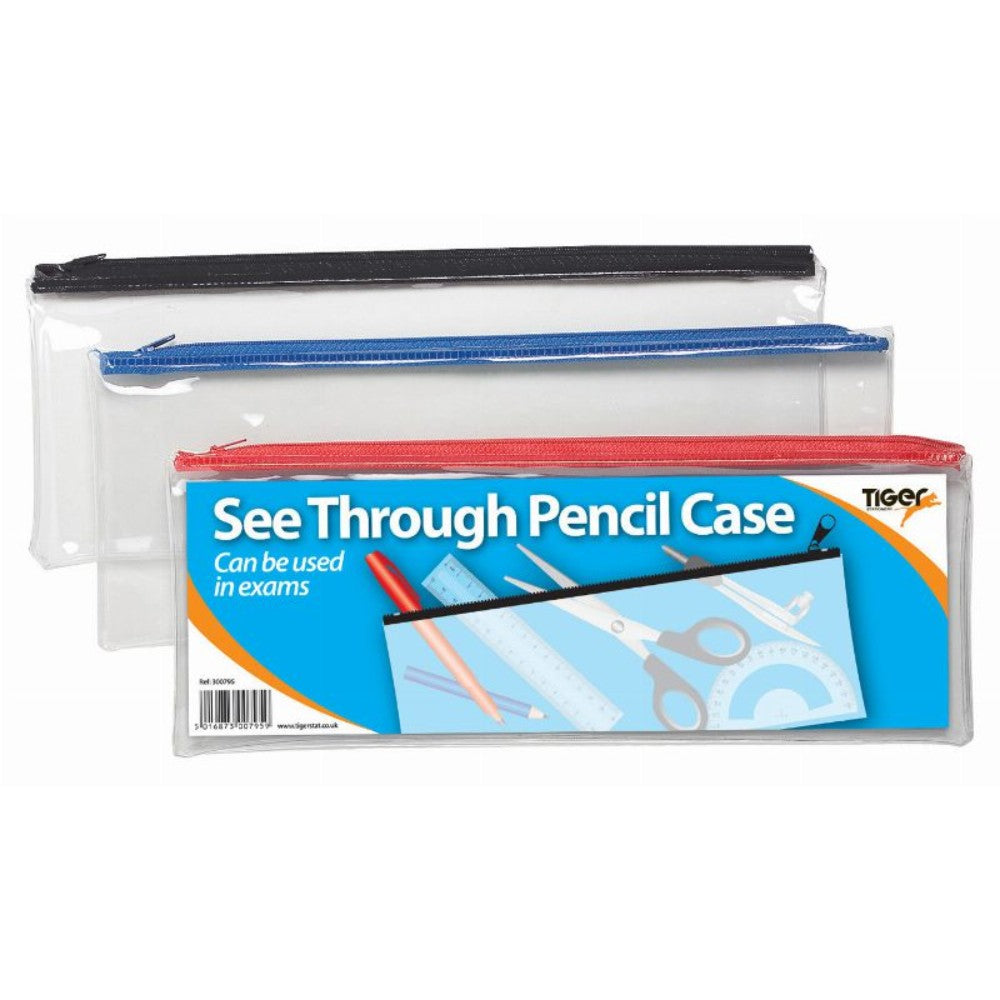 Large 13x5" Flat Clear Exam Pencil Case