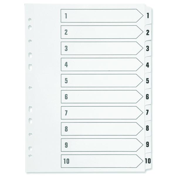 A4 1-10 Index Multi-punched Polypropylene White