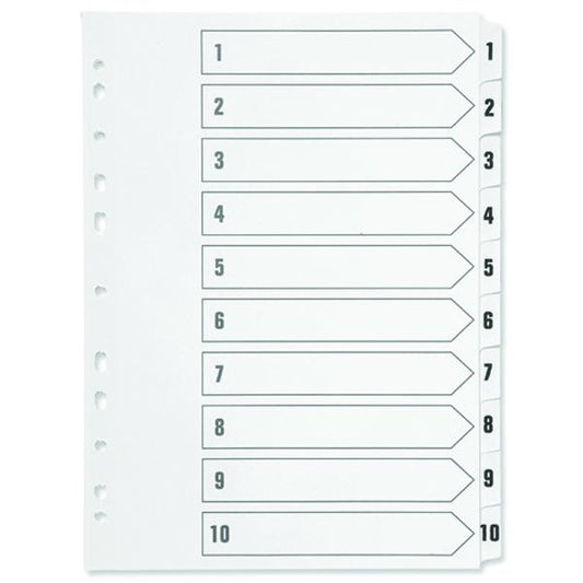 A4 1-10 Index Multi-punched Polypropylene White