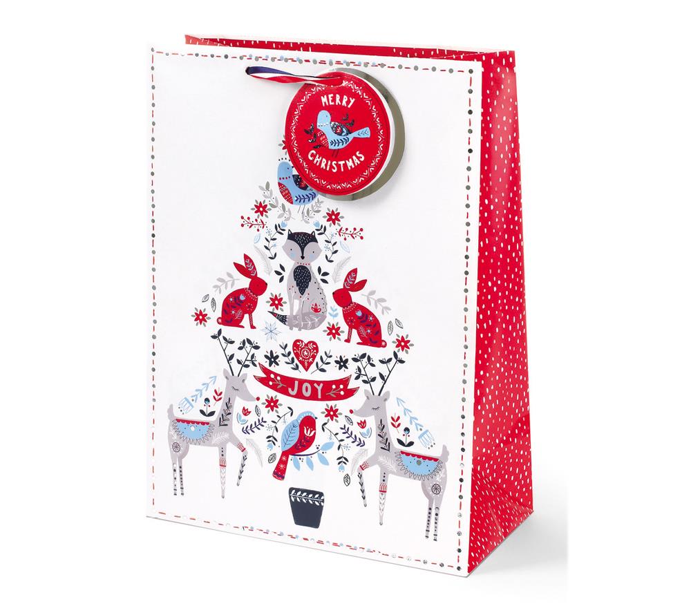 Christmas Festive Folk Design Large Gift Bag