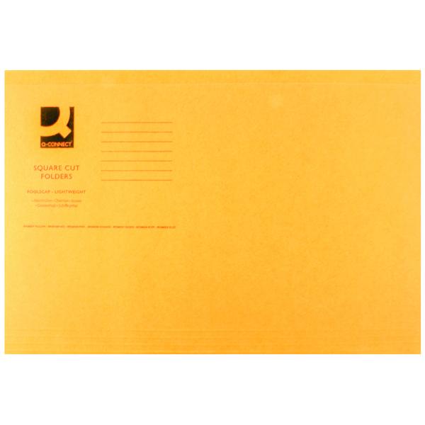 Pack of 100 Lightweight 180gsm Foolscap Orange Square Cut Folders