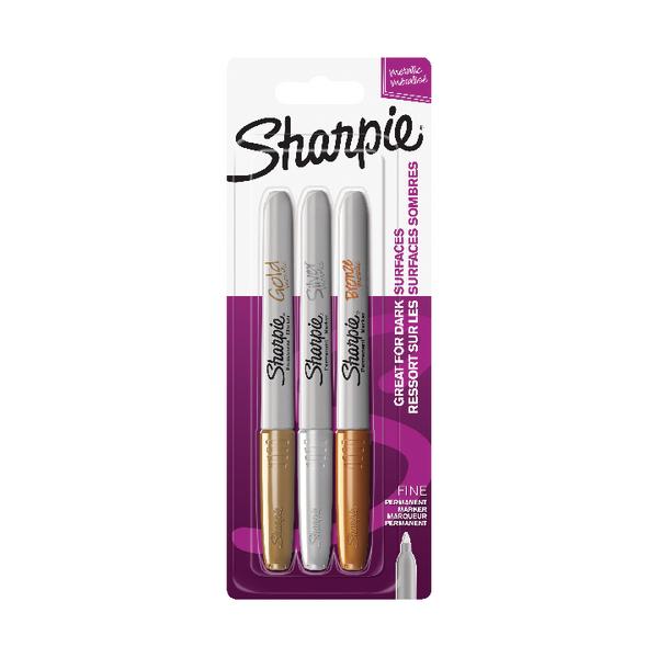 Pack of 3 Sharpie Metallic Permanent Marker Fine Assorted 1849114