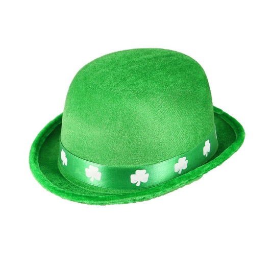 Hat Bowler Felt Irish with Shamrock Band Adult