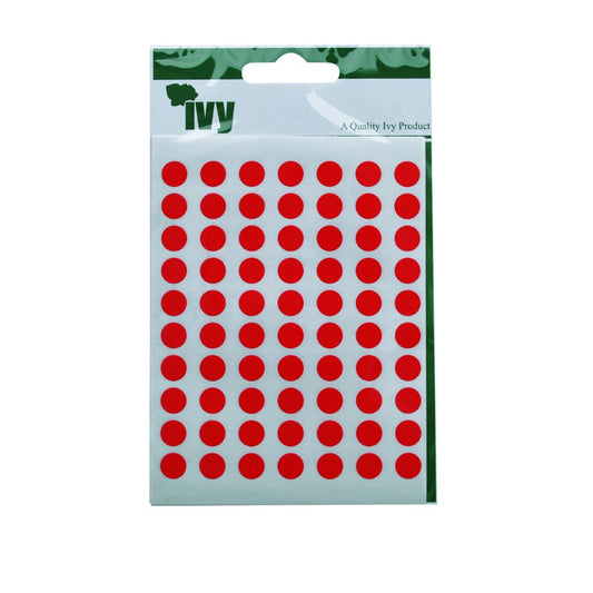 Pack of 490 8mm Red Round Sticky Dots