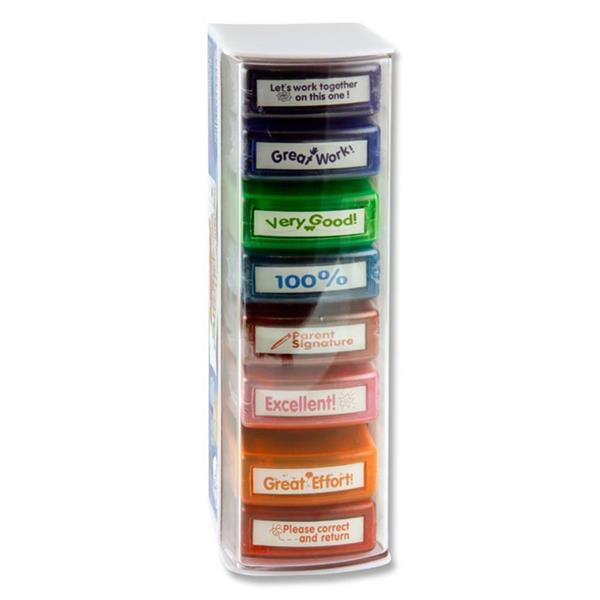 Set Of 8 Self-inking Teachers Reward Stamps Set by Clever Kidz