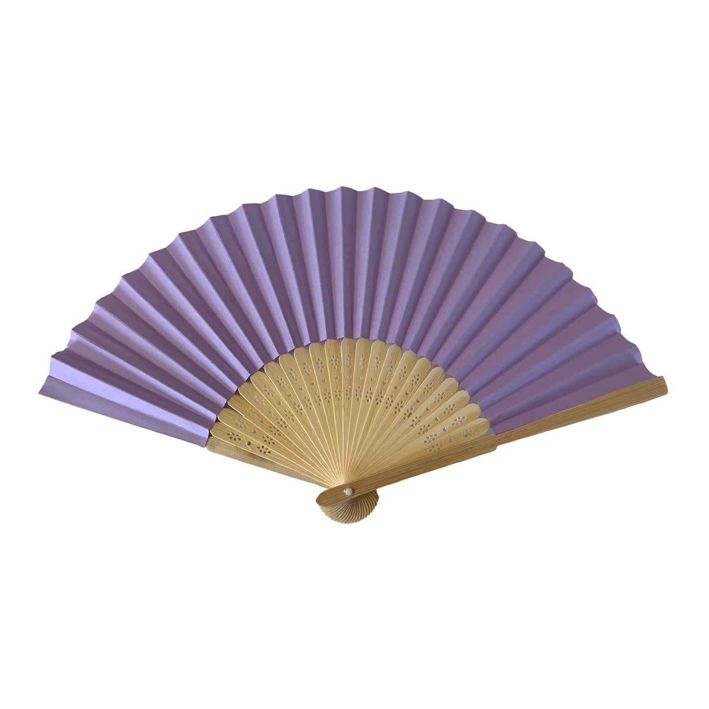 Lavender Paper Foldable Hand Held Bamboo Wooden Fan