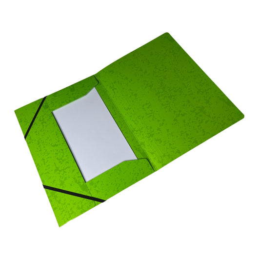 A4 Neon Green Card 3 Flap Folder With Elastic Closure