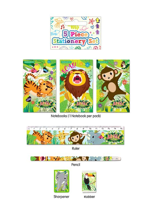 5 Piece Jungle Stationery Set