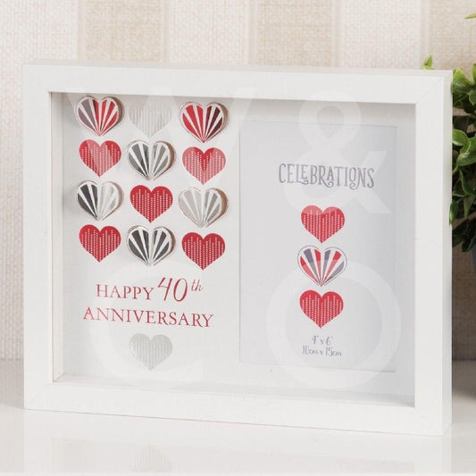 Celebrations White Wall Photo Frame - 40th Anniversary Ruby