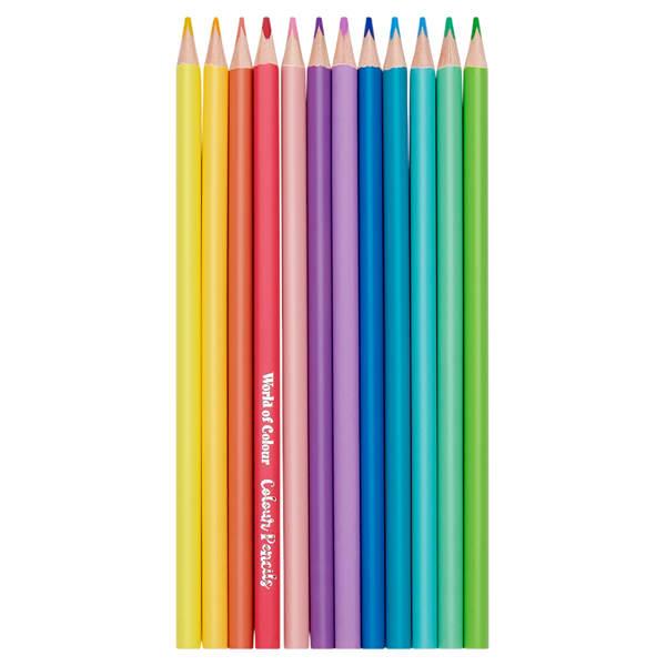 Pack of 12 Pastel Shades Colour Pencils by World of Colour