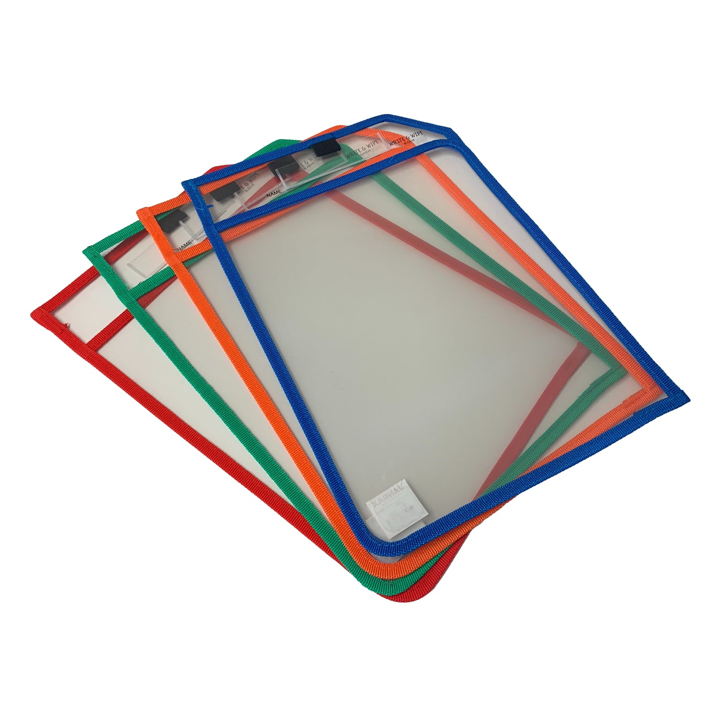 Red Edge Clear Dry Erase Write and Wipe Reusable Sleeve Pocket