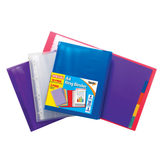 A4 Ringbinder with 10 Multi Punched Pockets and a Divider