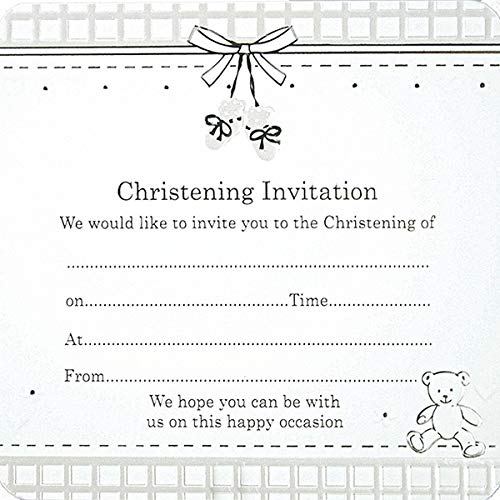 Pack of 10 White Booties Christening Invitations