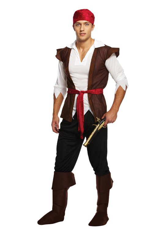 Adult Caribbean Pirate Male Fancy Dress Costume