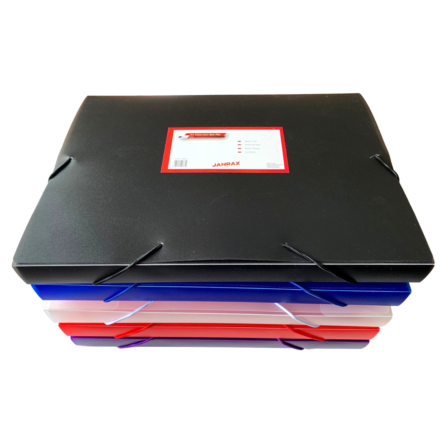 A4 Clearview Purple Box File with Elastic Closure