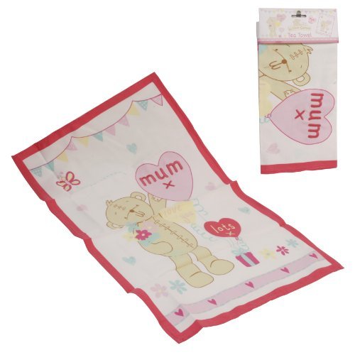 For Mum Button Corner Embroidered Cotton Tea Towel