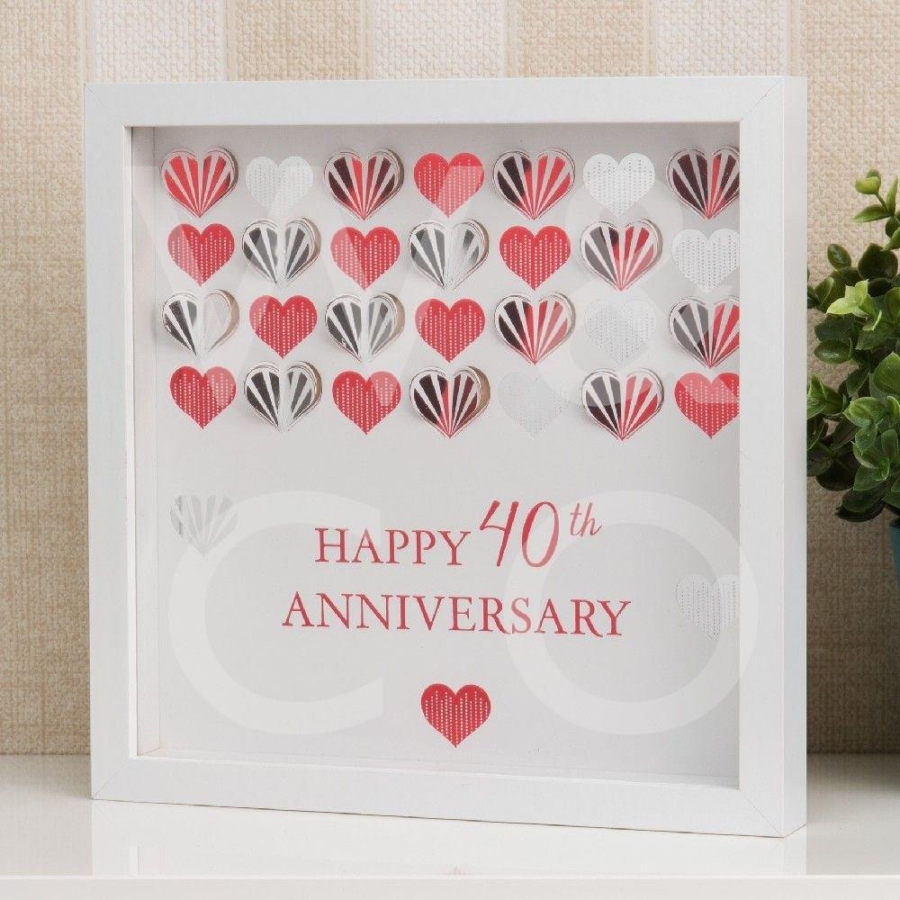 Celebrations White Framed Wall Plaque - 40th Ruby Anniversary